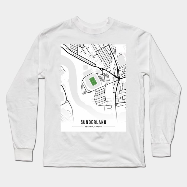 Stadium of Light Map Design - WHITE Long Sleeve T-Shirt by TopFootballStadiums